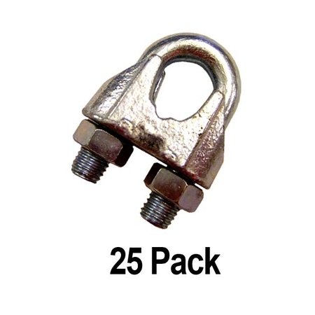 US CARGO CONTROL 1/16" Zinc Plated Malleable Wire Rope Clip (25 pack) MWRC116-25PK